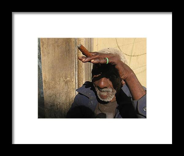 Black Man Framed Print featuring the photograph Strong Sun by Inge Elewaut