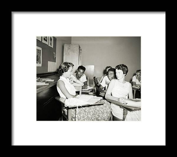 Education Framed Print featuring the photograph Students In Integrated Classroom by Bettmann