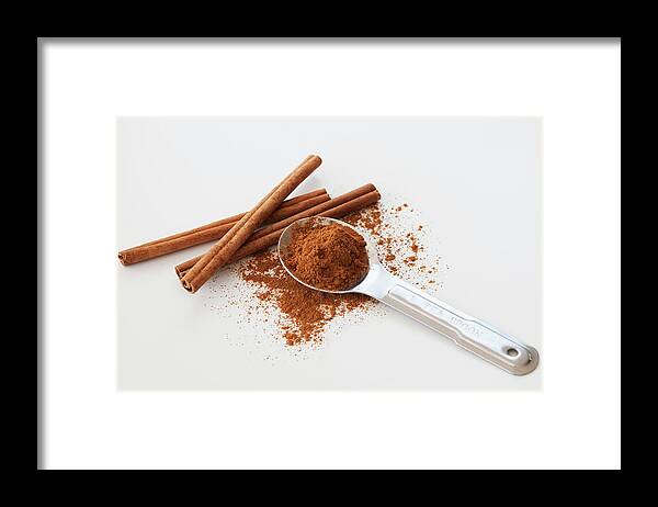 Food And Drink Framed Print featuring the photograph Studio Shot Of Cinnamon Stick And by Tetra Images