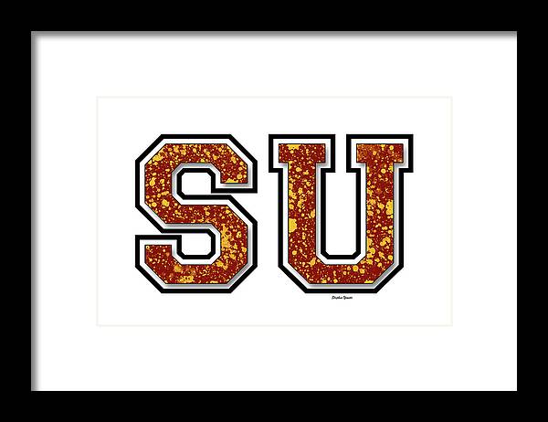 Su Framed Print featuring the digital art SU - Salisbury University - White by Stephen Younts