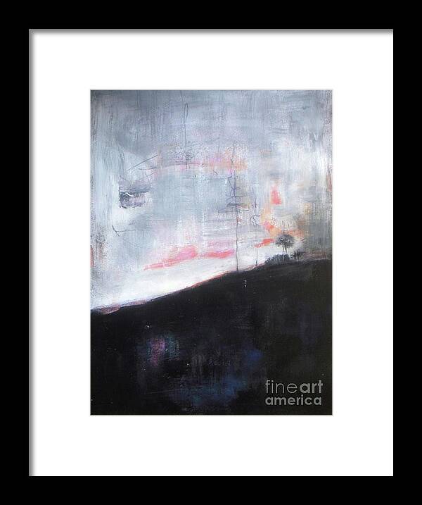 Abstract Landscape Framed Print featuring the painting Suburbs Dawn by Vesna Antic