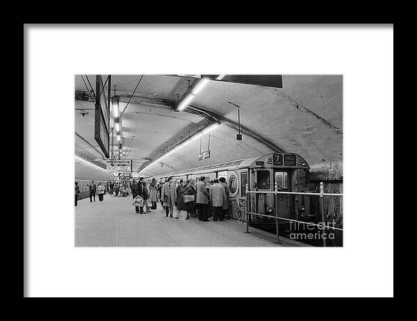 People Framed Print featuring the photograph Subway At 42nd And 3rd Ave by Bettmann