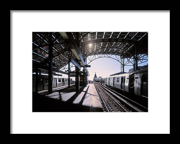 Subway Platform Framed Print featuring the photograph Subway Carriages Waiting For Departure by Eschcollection