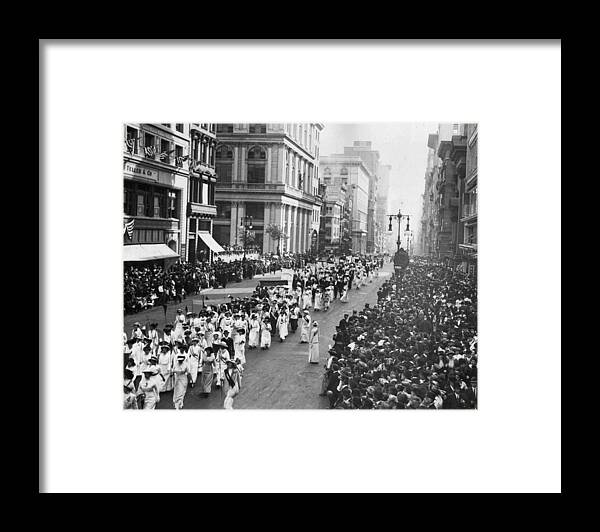 Marching Framed Print featuring the photograph Suffragette Parade by Paul Thompson