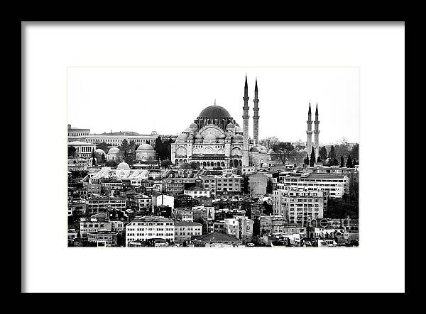 Suleymaniye Mosque Framed Print featuring the photograph Suleymaniye Camii in Istanbul by John Rizzuto