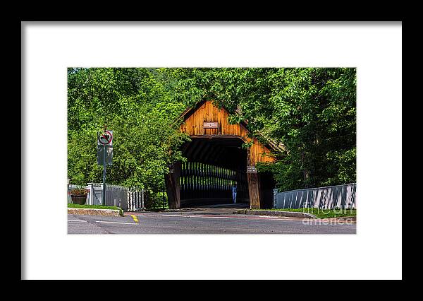 Covered Bridge Framed Print featuring the photograph Summer at the Middle Bridge by Scenic Vermont Photography