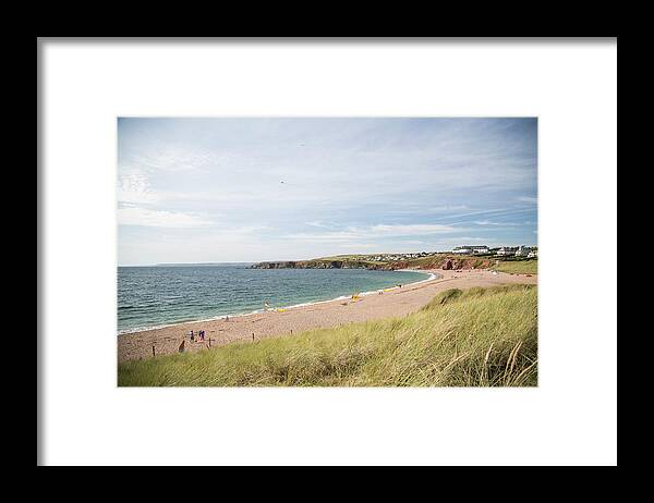 Water's Edge Framed Print featuring the photograph Summer Beach In South Devon by Landscapes, Seascapes, Jewellery & Action Photographer