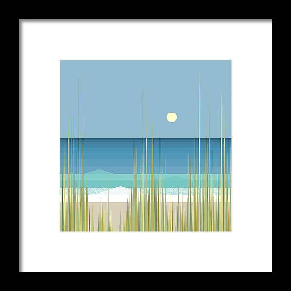 Summer Day At The Beach Framed Print featuring the digital art Summer Day at the Beach - Square by Val Arie