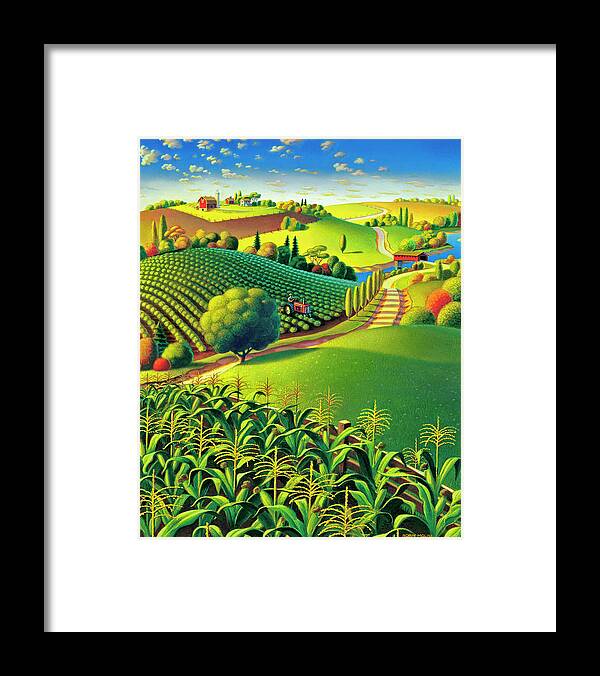 Farm Scene Framed Print featuring the painting Summer Fields by Robin Moline