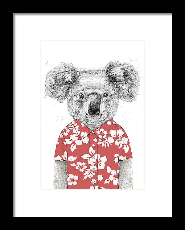 Koala Framed Print featuring the drawing Summer koala by Balazs Solti