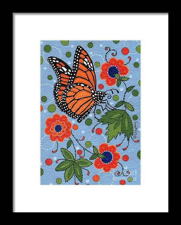Monarch Framed Print featuring the painting Summer Monarch Butterfly by Chholing Taha