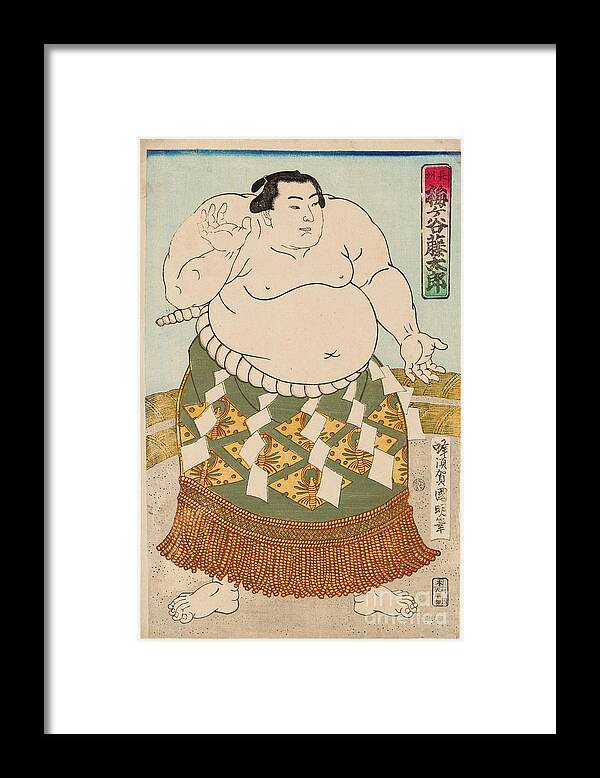 Art Framed Print featuring the drawing Sumo Wrestler Umgatani by Heritage Images