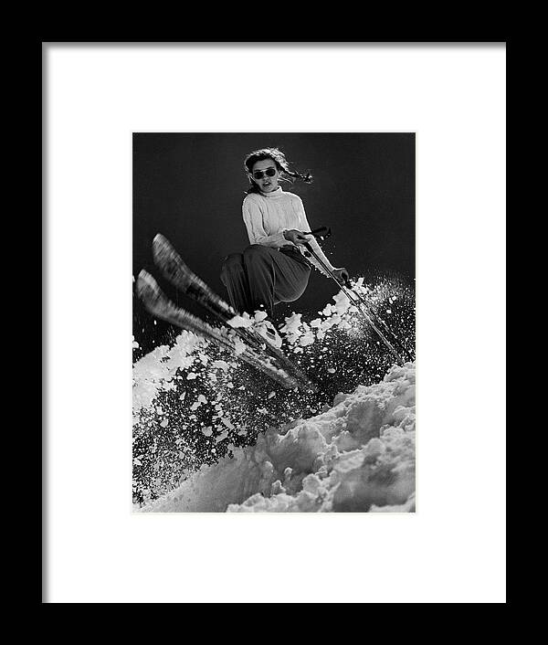 Andrea Mead Lawrence Framed Print featuring the digital art Sun Valley Skier by George Silk