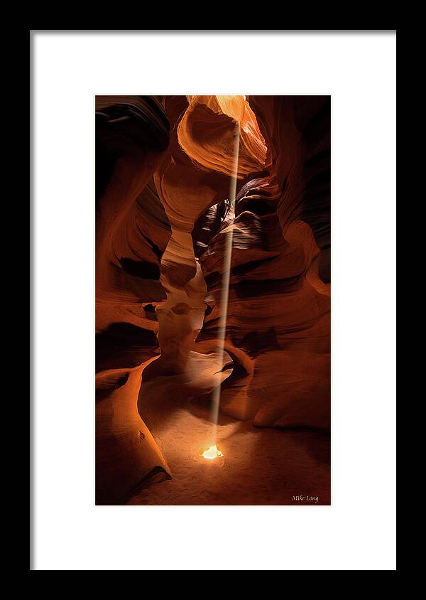Az Framed Print featuring the photograph Sunbeam in Upper Antelope Canyon by Mike Long
