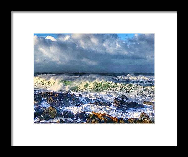 Winter Framed Print featuring the photograph Sunbreak Waves by Jeanette French