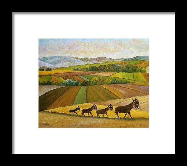 Jaral Framed Print featuring the painting Sunday Promenade by Angeles M Pomata