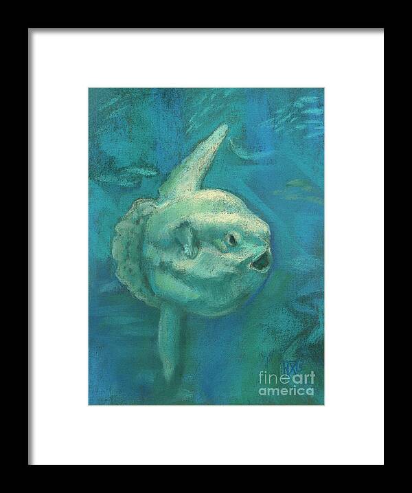 Ocean Creatures Framed Print featuring the painting Sunfish, Sun Fish, Mola Mola by Julia Khoroshikh