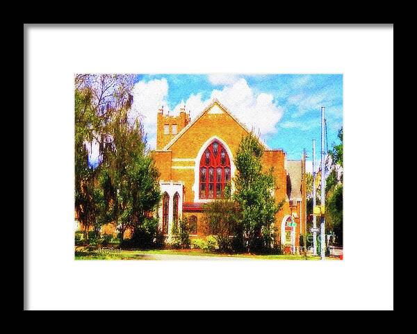 American Churches Framed Print featuring the digital art Sunny Asbury Day by Aberjhani