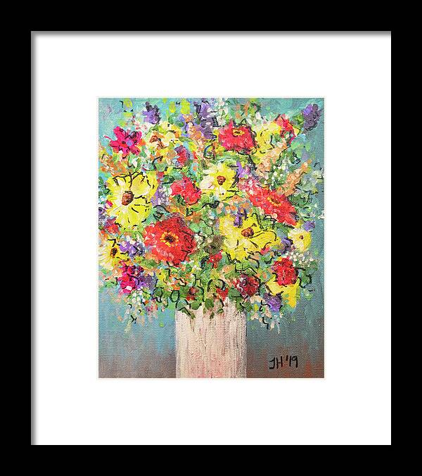 Flowers Framed Print featuring the painting Sunny Day Bouquet by Jean Haynes