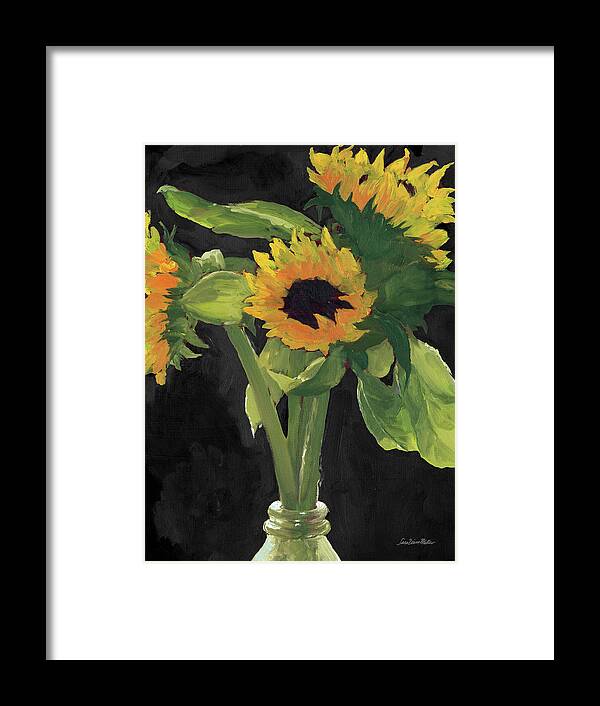 Autumn Framed Print featuring the painting Sunny On Black by Sara Zieve Miller