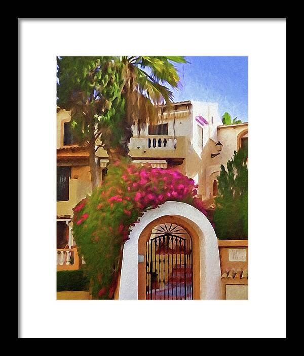 Sunny Framed Print featuring the painting Sunny Spanish Gate by Lutz Baar