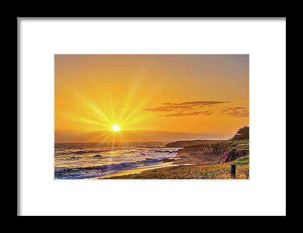 California Central Coast Framed Print featuring the photograph Sunrays Over Moonstone Beach by Donald Pash