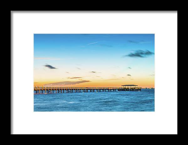 Clouds Framed Print featuring the photograph Sunrise at Safety Harbor Pier by Joe Leone