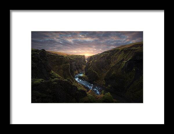Iceland Framed Print featuring the photograph Sunrise At The Canyon by Clara Gamito