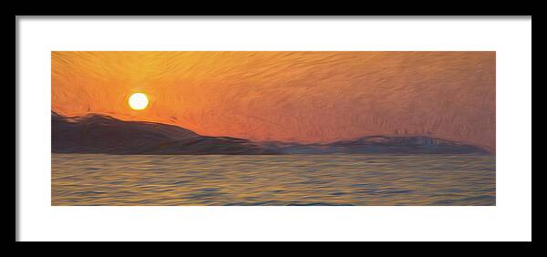 Sun Framed Print featuring the digital art Sunrise in Ibiza by Rick Deacon