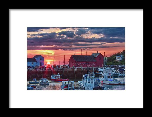 Rockport Harbor Framed Print featuring the photograph Sunrise on Rockport Harbor by Jeff Folger