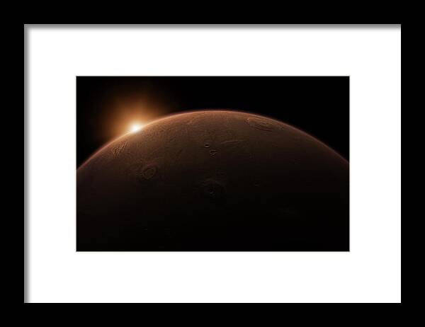 Outdoors Framed Print featuring the digital art Sunrise Over Mars by Bjorn Holland