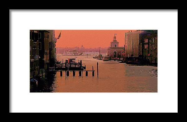 Sunrise Framed Print featuring the digital art Sunrise, Venice by Robert Bissett