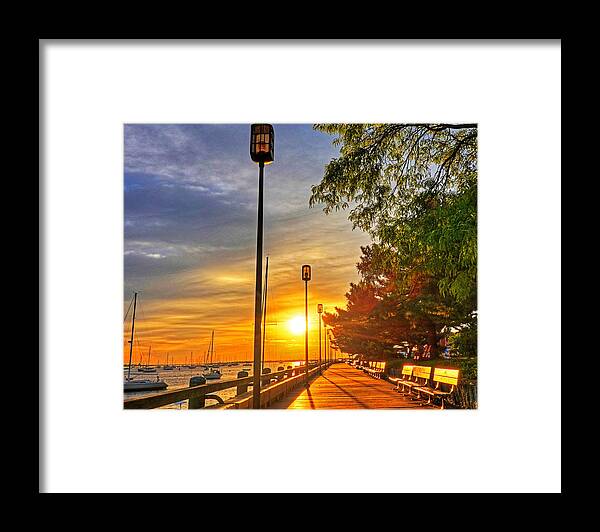 Newburyport Framed Print featuring the photograph Sunrise Walk on the Newburyport Waterfront Newburyport MA by Toby McGuire