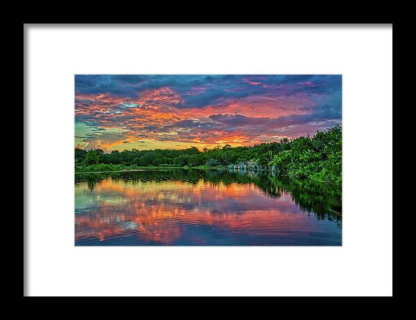 Sunset Framed Print featuring the photograph Sunset at Joshua Springs Lake by Lynn Bauer
