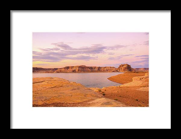 Tranquility Framed Print featuring the photograph Sunset At Lake Powell - Page, Arizona by Www.35mmnegative.com