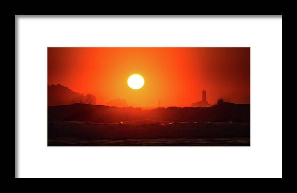 Baie Des Trepasses Framed Print featuring the photograph Sunset at Pointe du Raz by Peter OReilly