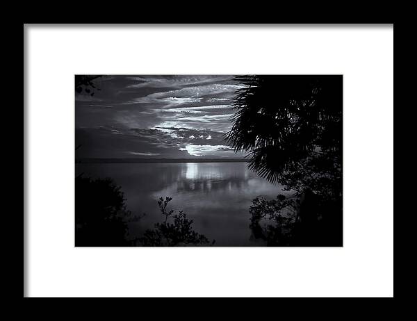 Barberville Roadside Yard Art And Produce Framed Print featuring the photograph Sunset In Black And White by Tom Singleton