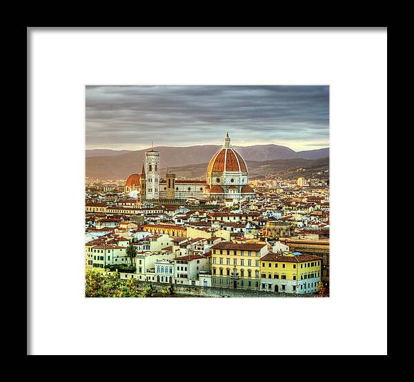 Florence Framed Print featuring the photograph Sunset in Florence Triptych 3 - Duomo by Weston Westmoreland