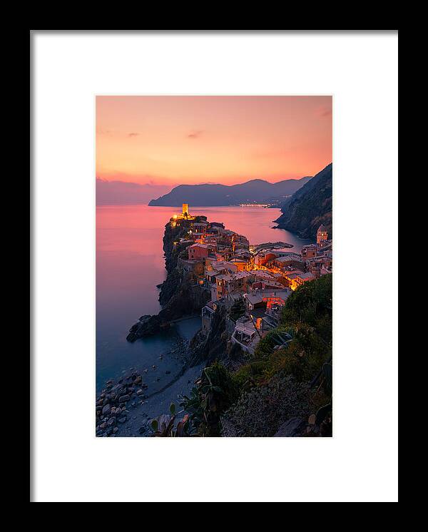 Sunset Framed Print featuring the photograph Sunset In Italy Village by Qing Li