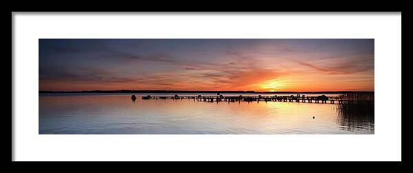 Water's Edge Framed Print featuring the photograph Sunset Lake by Avtg
