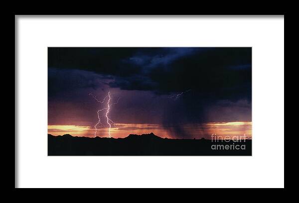 Lightning Framed Print featuring the photograph Sunset Lightning-Signed by J L Woody Wooden