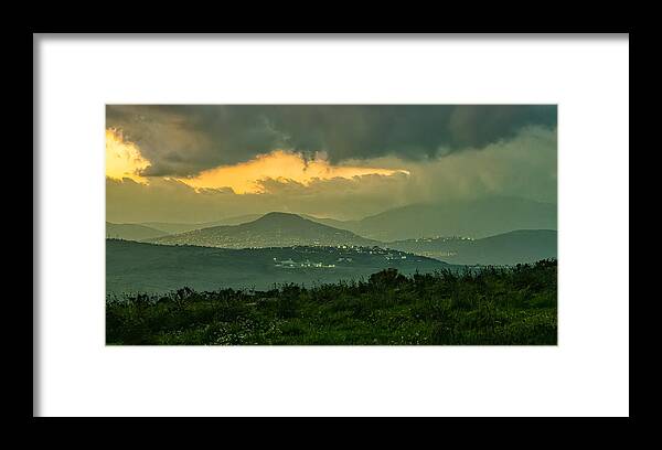 Sunset Framed Print featuring the photograph Sunset Mt Arbel, Israel by Roberta Kayne