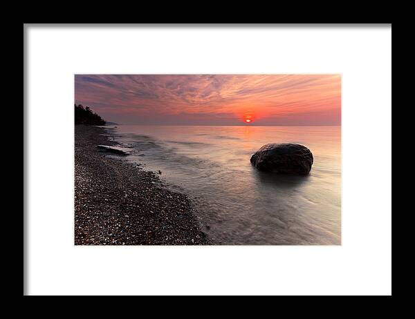 America Framed Print featuring the photograph Sunset On Lake Erie by Michael Gadomski
