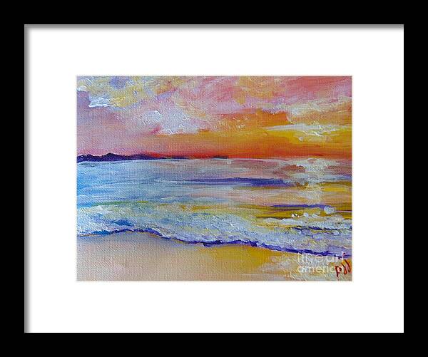 Gulf Of Mexico Framed Print featuring the painting Sunset on the Gulf by Saundra Johnson
