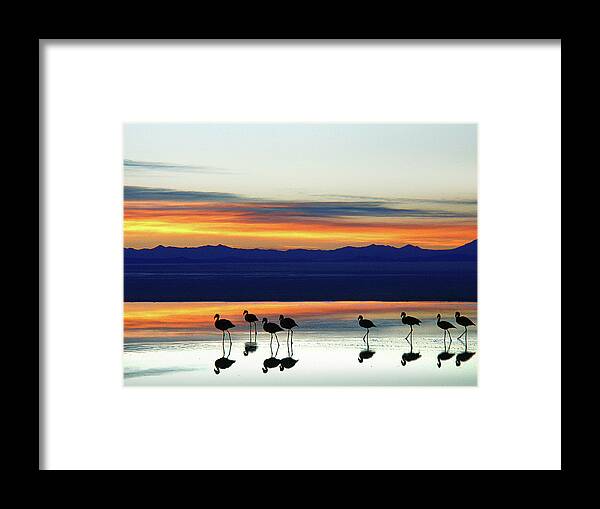 Tranquility Framed Print featuring the photograph Sunset On The Uyuni Salt Desert, Bolivia by Raúl Barrero Photography