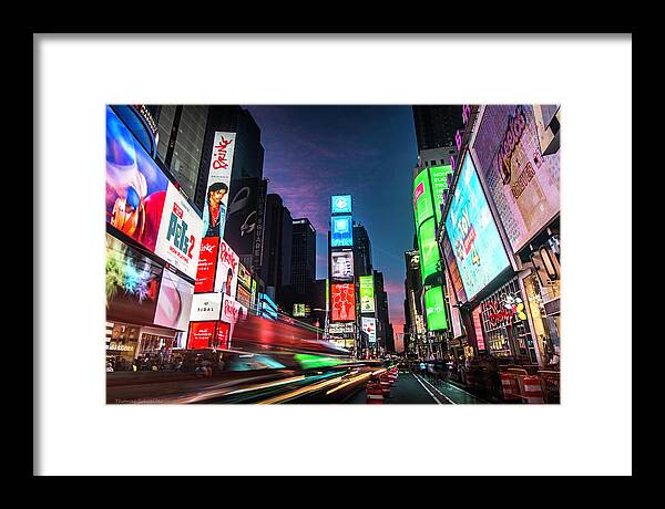 Time Square Framed Print featuring the photograph Sunset over Broadway by TS Photo