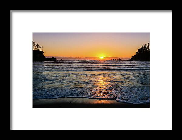 Cliffs Framed Print featuring the photograph Sunset over Sunset Bay, Oregon 1 by Dawn Richards