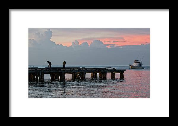 Landscape Framed Print featuring the photograph Sunset pier by Shirley Mitchell