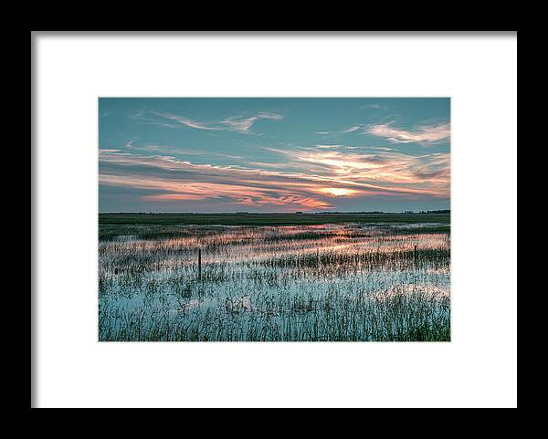Niobrara River Framed Print featuring the photograph Sunset Reflections by Laura Hedien