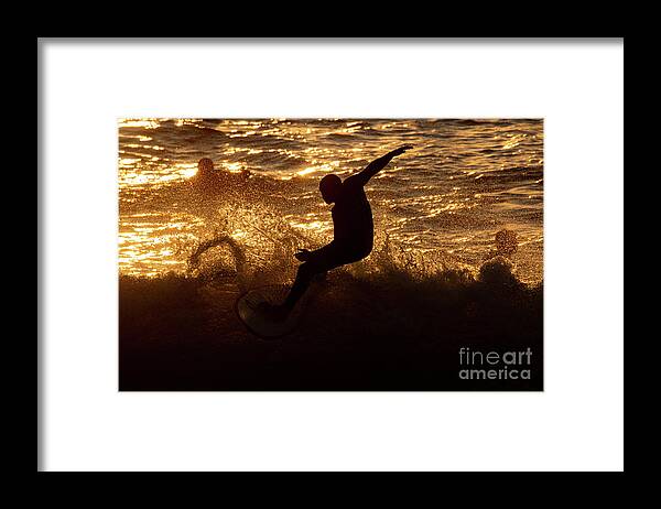 Surfer Framed Print featuring the photograph Sunset Surfer 5159 by Craig Corwin